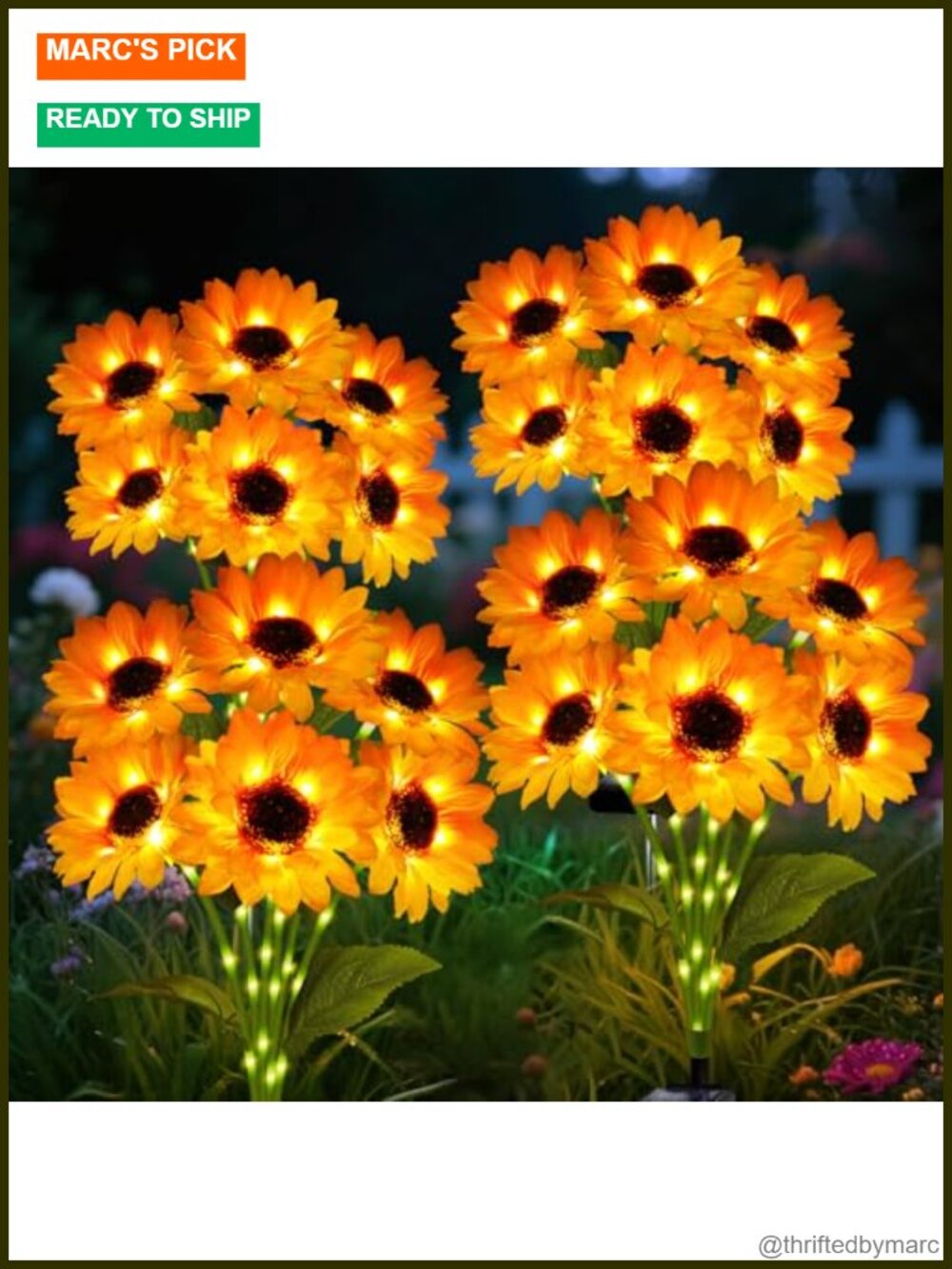 Solar Sunflower Garden Lights 4 Pack 24 LEDs IP65 Waterproof Outdoor Decor